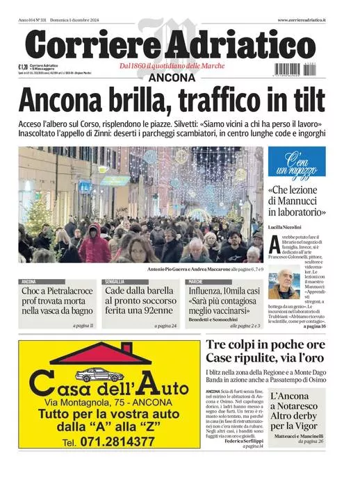 Prima-pagina-corriere adriatico-edizione-di-oggi-01-12-2024